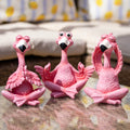 Set Of 3 Flamingo Yoga Garden Ornaments