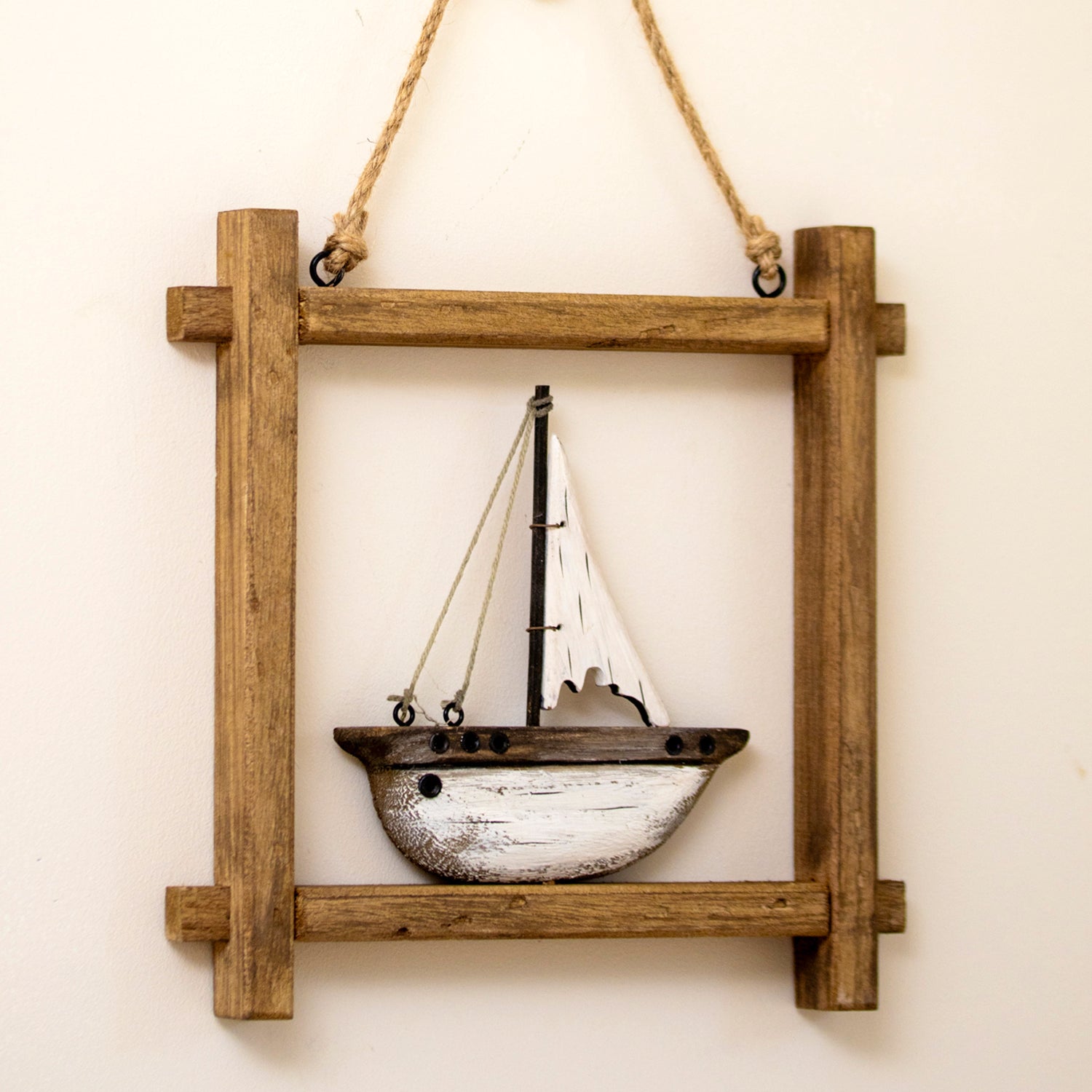 Rustic Framed Hanging Boat Wall Decor