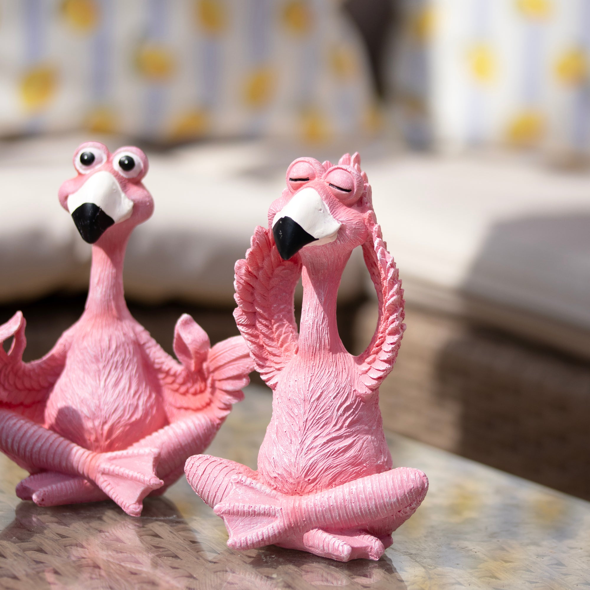 Set Of 3 Flamingo Yoga Garden Ornaments