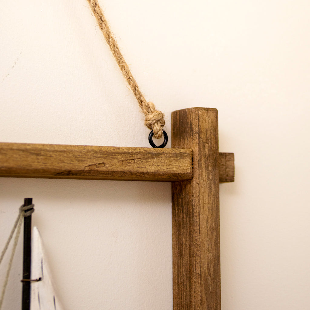 Rustic Framed Hanging Boat Wall Decor