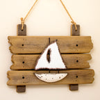 Rustic Coastal Sailboat Wall Plaque