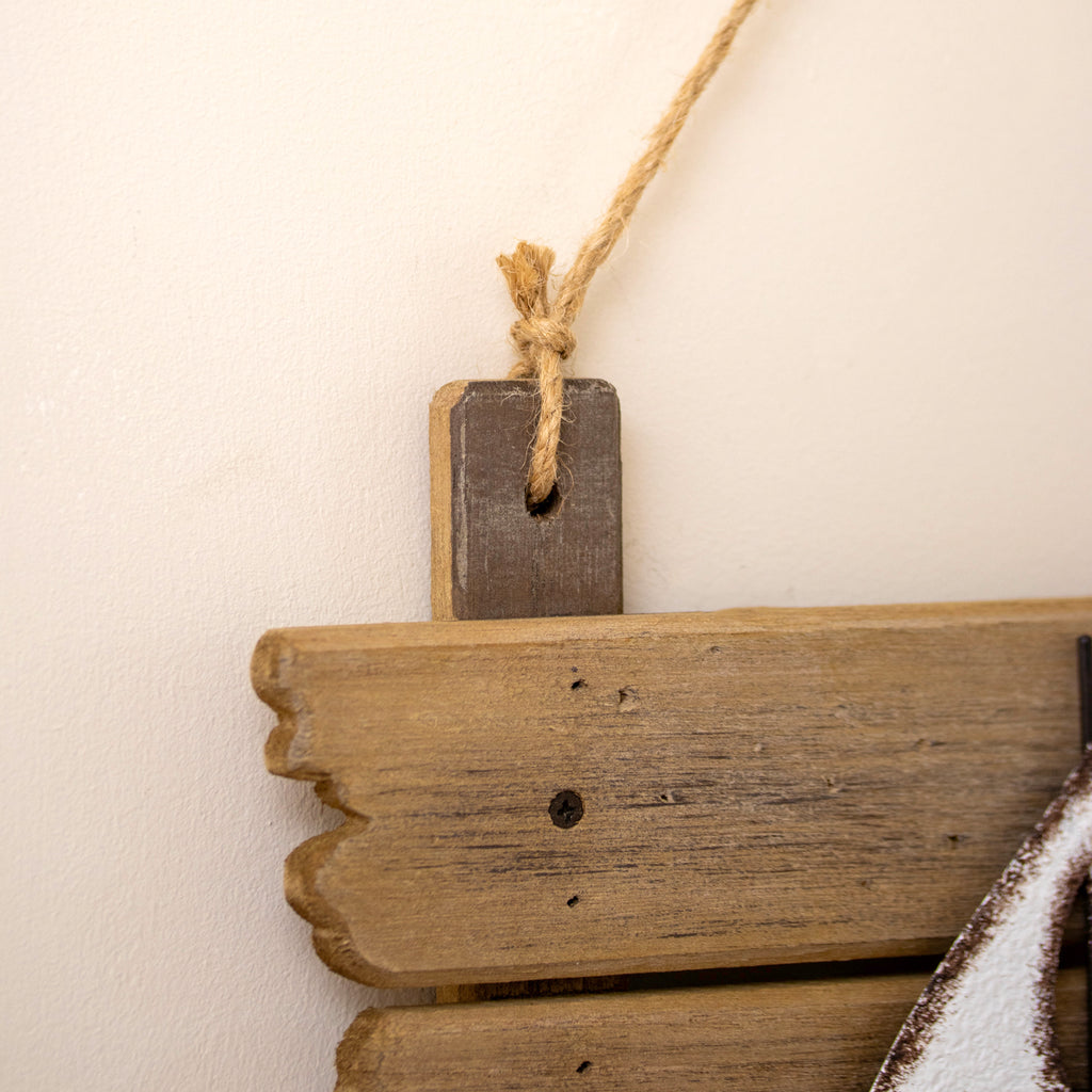 Rustic Coastal Sailboat Wall Plaque