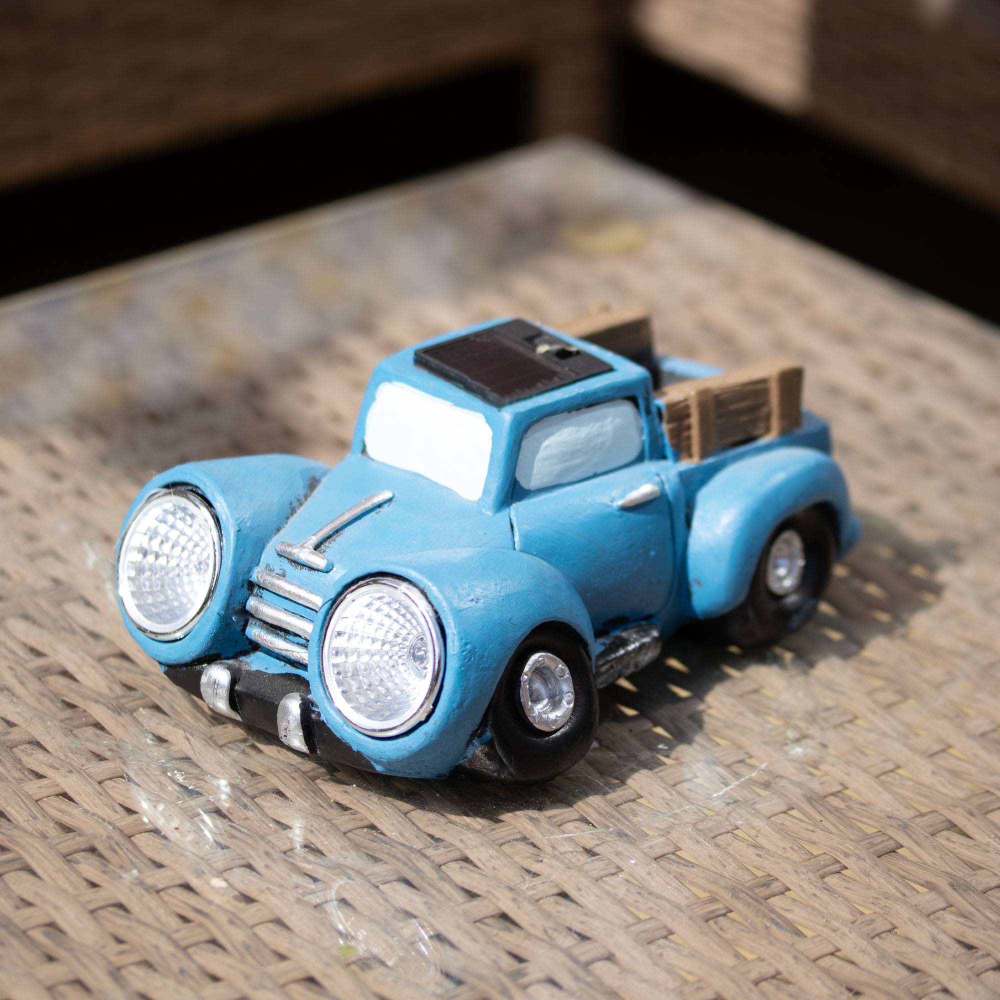 Solar Light Up Blue Truck Garden Ornament