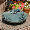 Verdigris Frog Garden Bird Bath Bowl