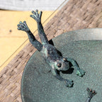 Verdigris Frog Garden Bird Bath Bowl