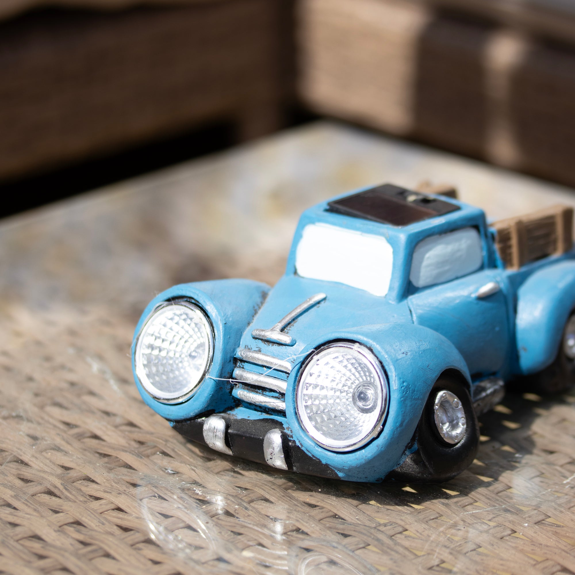 Solar Light Up Blue Truck Garden Ornament