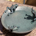 Verdigris Frog Garden Bird Bath Bowl