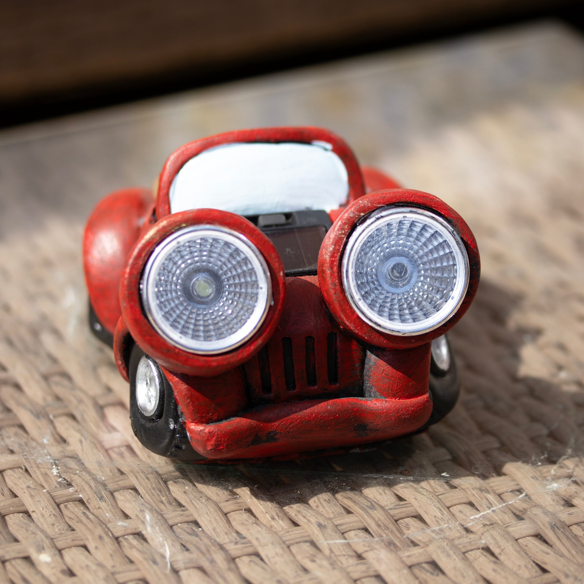 Solar Light Up Red Car Garden Ornament
