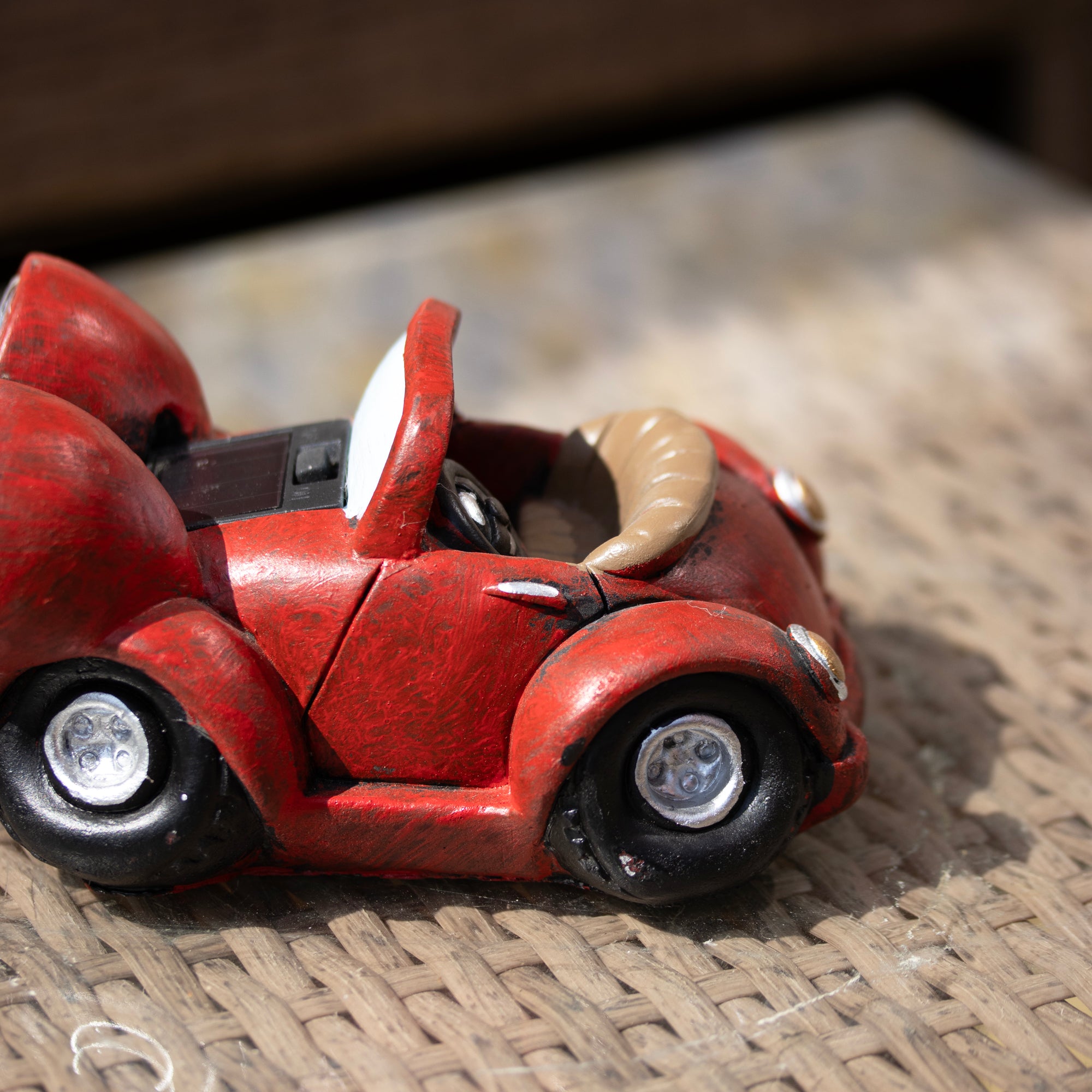 Solar Light Up Red Car Garden Ornament