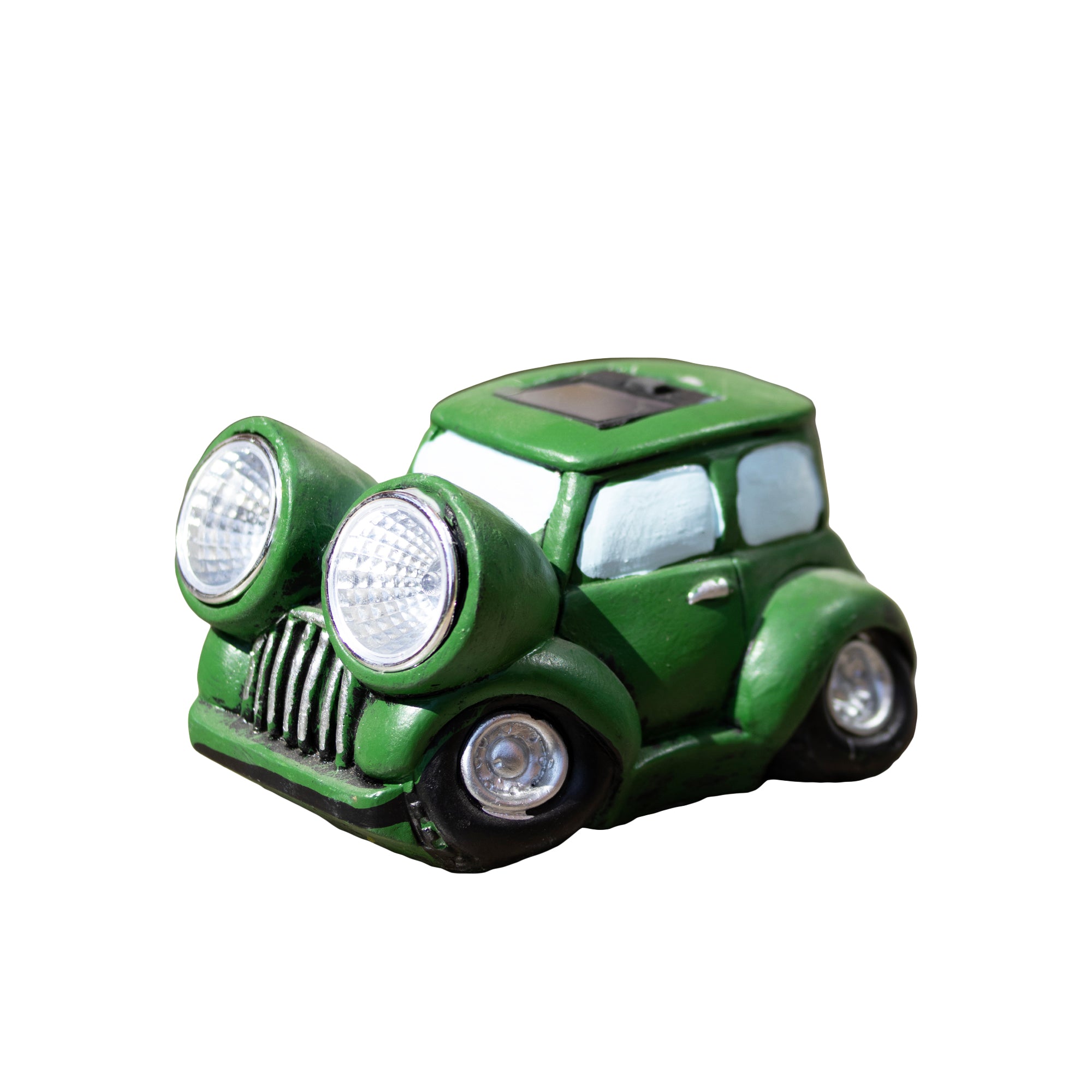 Solar Light Up Green Car Garden Ornament
