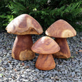 Set mit 3 Teakholz-Wurzelpilz-Skulpturen