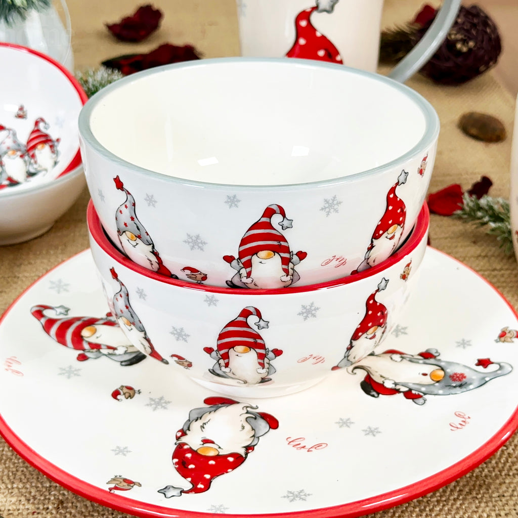 Set Of 4 Christmas Gonk Cereal Bowls