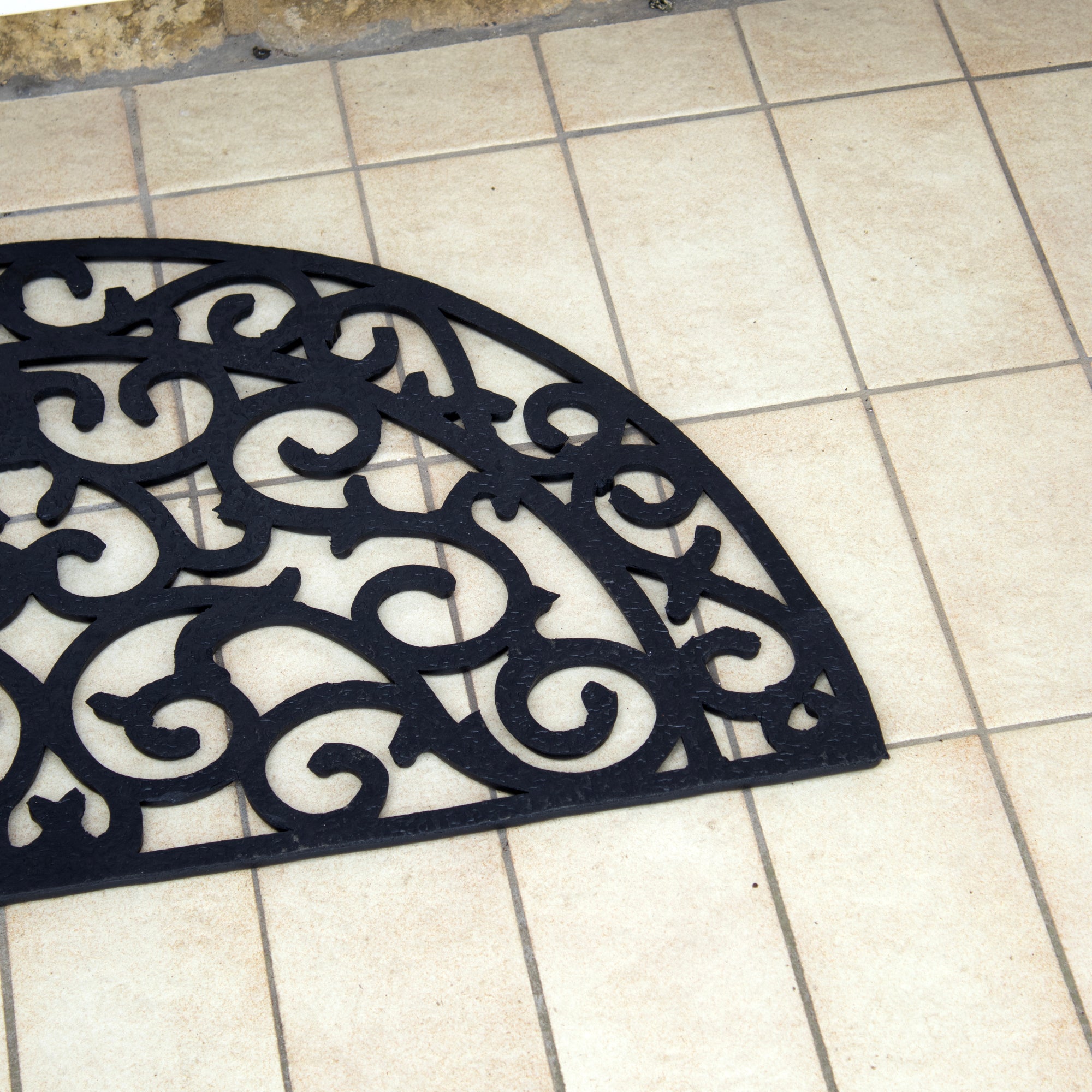 Half Moon Scroll Rubber Doormat