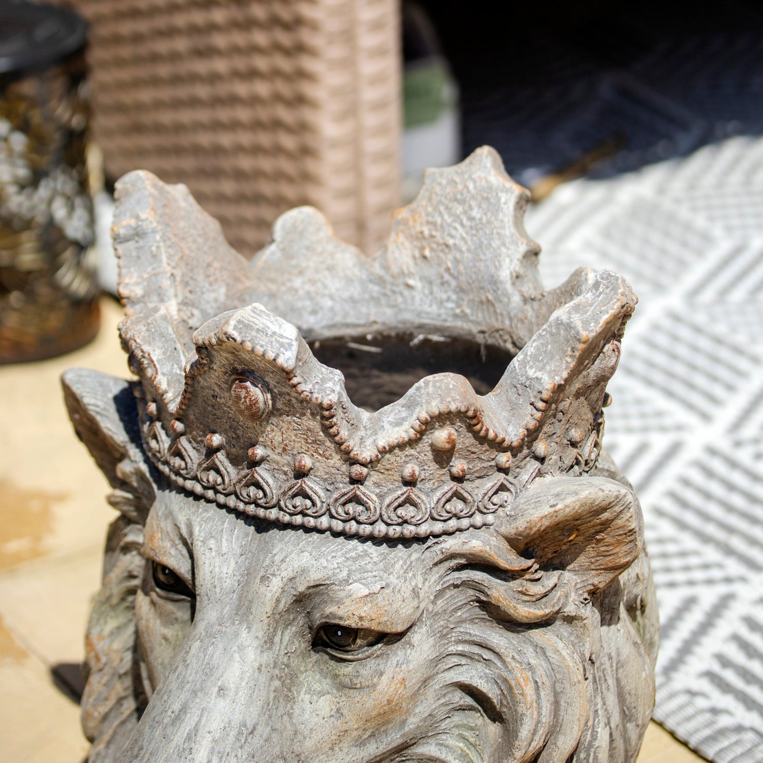 Regal Crowned Lion Head Planter