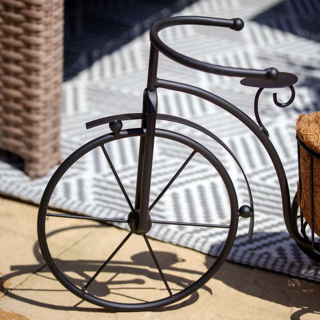 Black Metal Bicycle Coco Fibre Planter