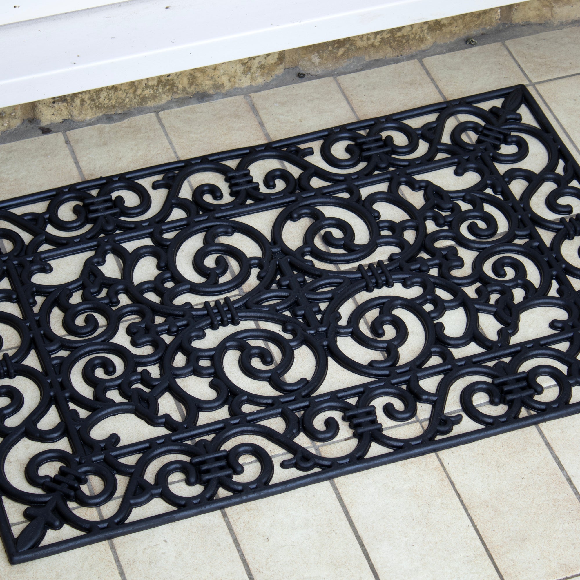 Large Rectangle Scroll Rubber Doormat