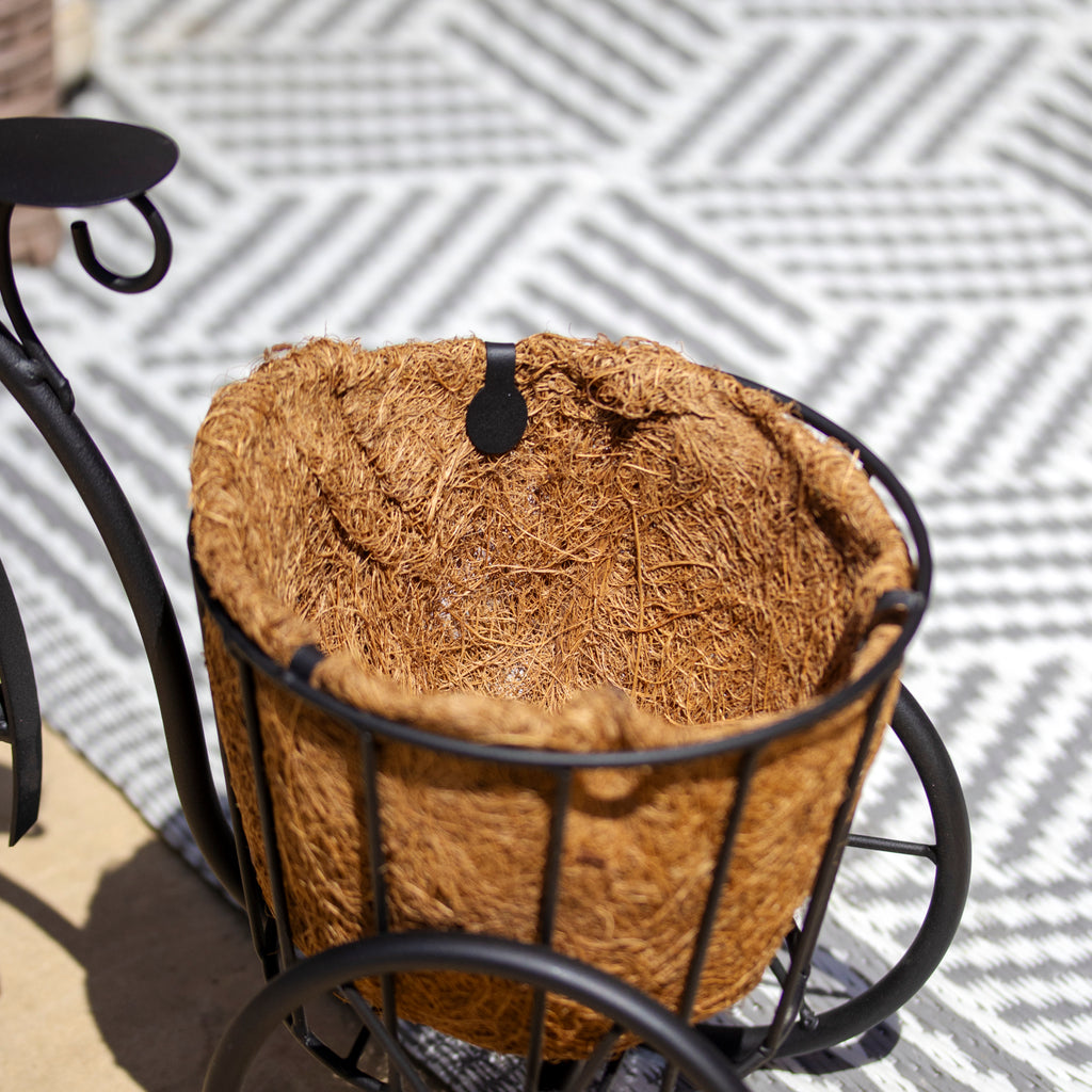 Black Metal Bicycle Coco Fibre Planter