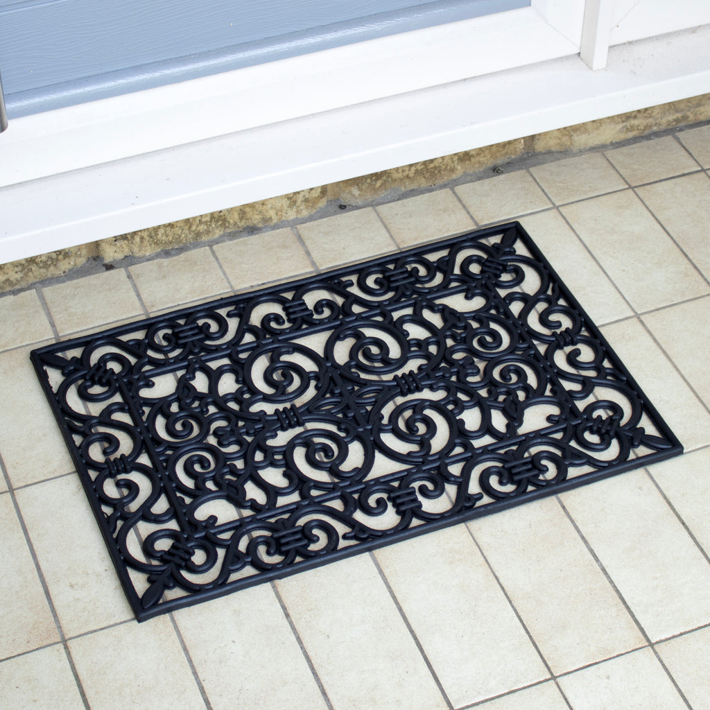 Small Rectangle Scroll Rubber Doormat
