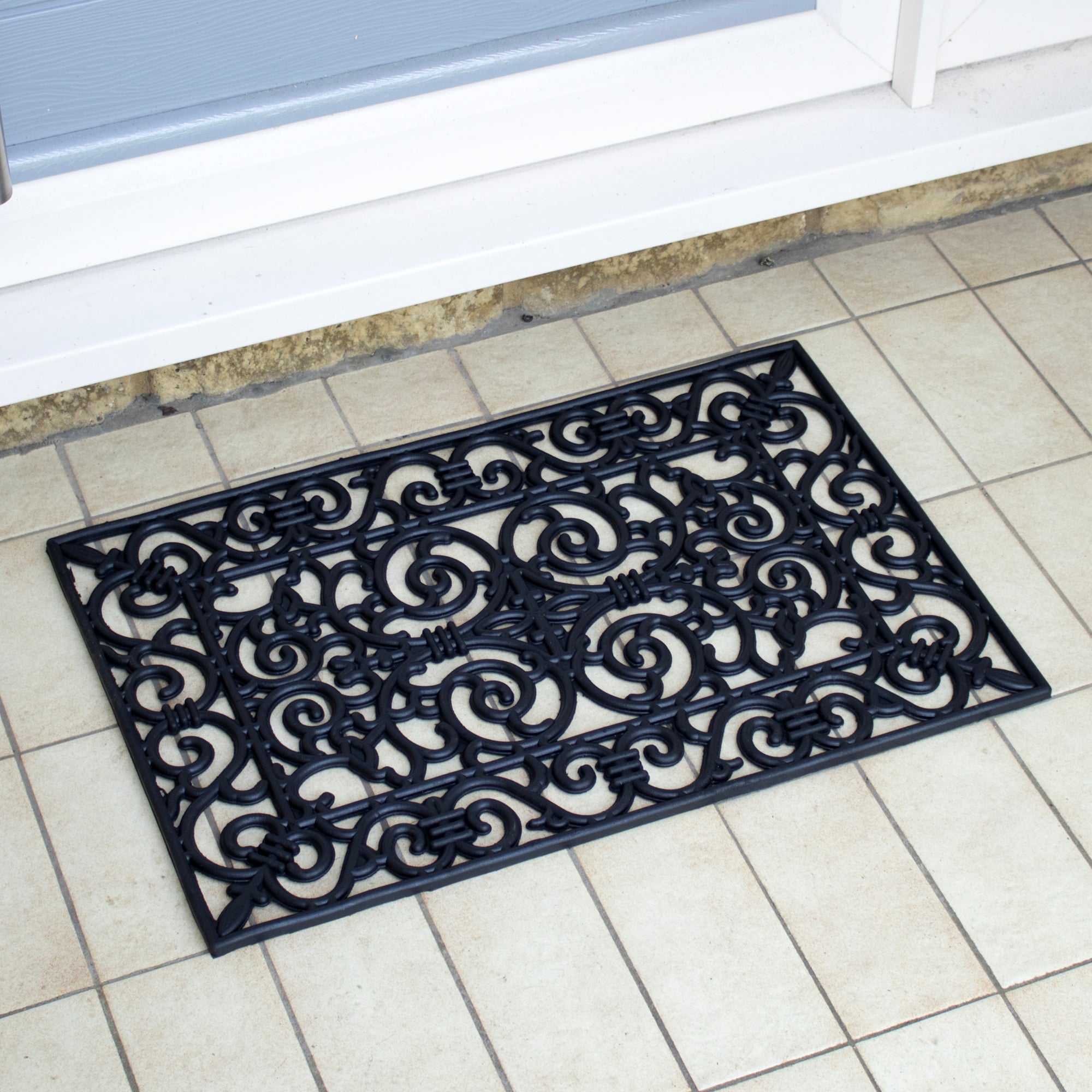 Small Rectangle Scroll Rubber Doormat