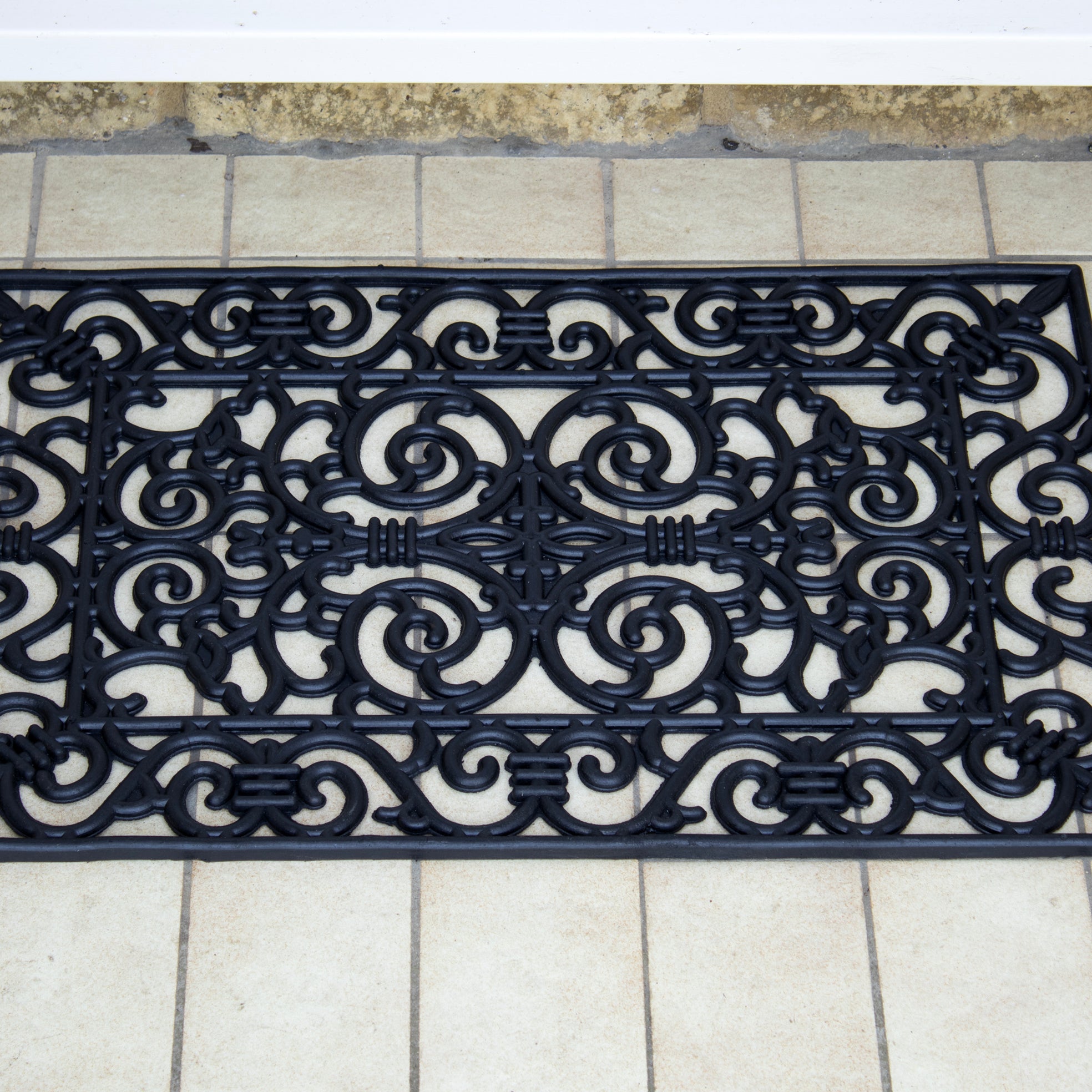 Small Rectangle Scroll Rubber Doormat