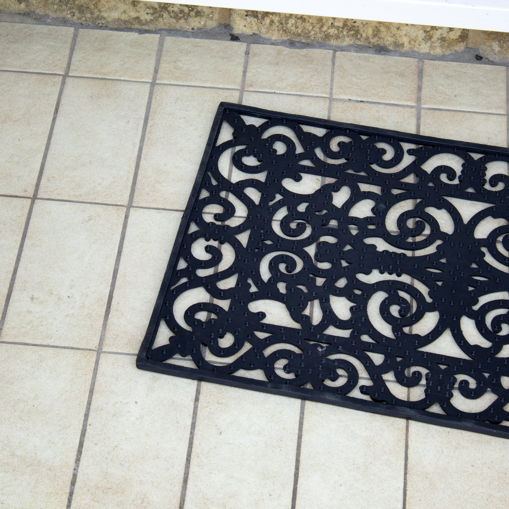 Small Rectangle Scroll Rubber Doormat