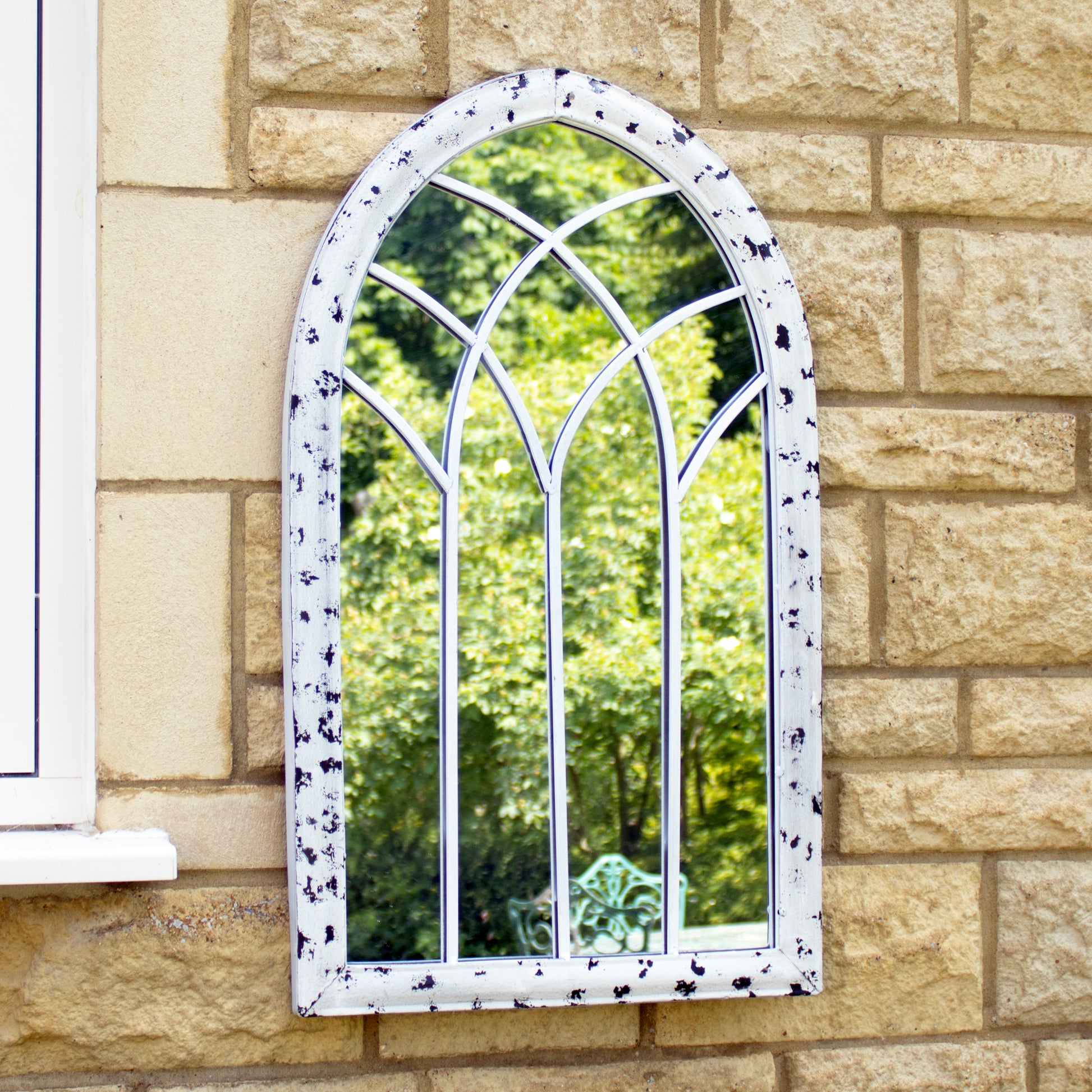 White 73cm Vintage Arched Mirror