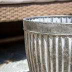 Galvanised Ribbed Round Garden Planter