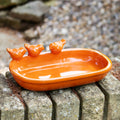 Orange Glaze Oval Ceramic Bird Bath