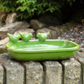Green Glaze Oval Ceramic Bird Bath