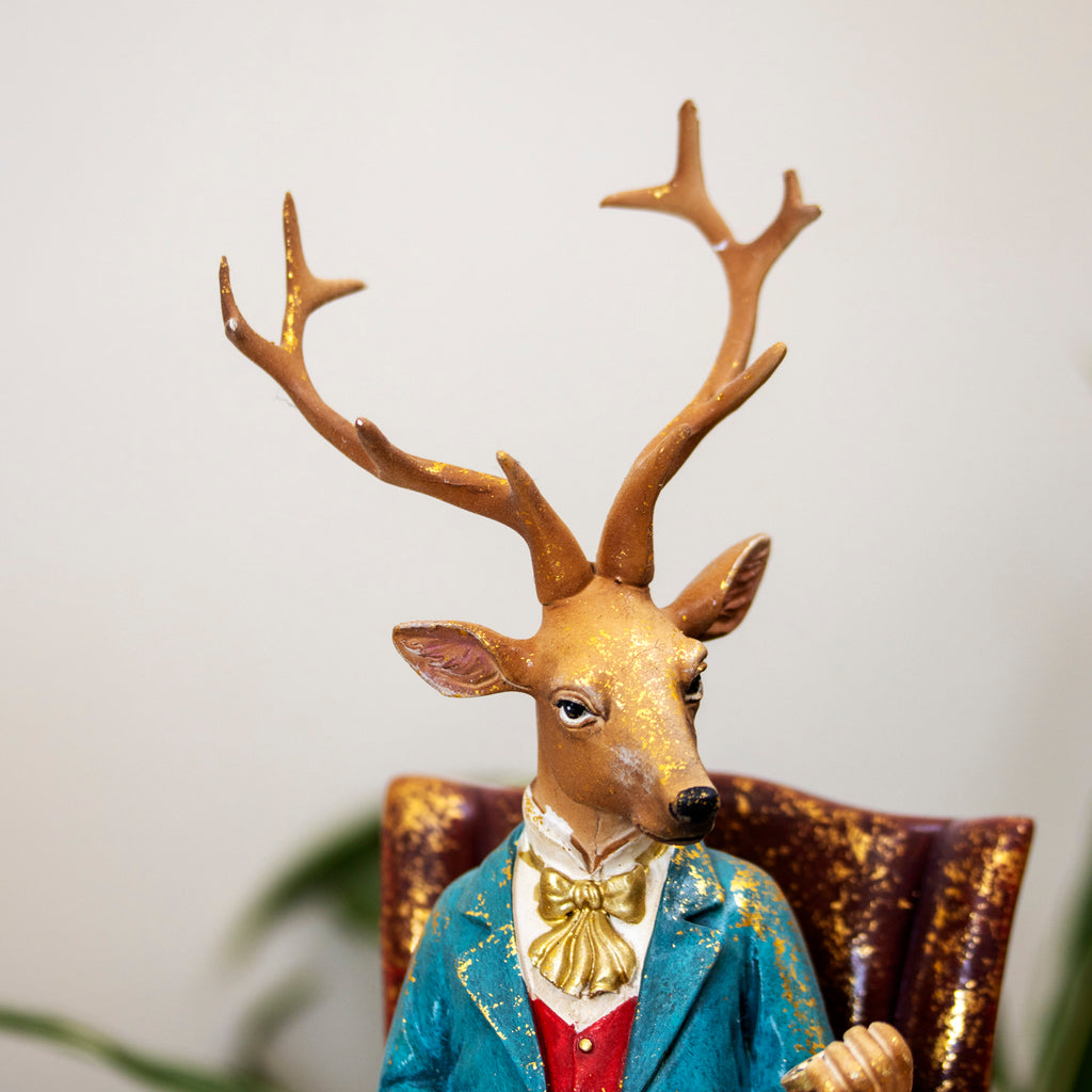 Gentleman Stag in Armchair Ornament