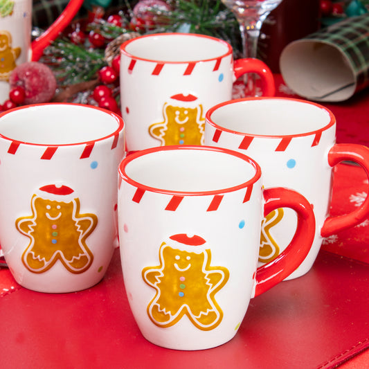 Set Of 4 Gingerbread Mugs