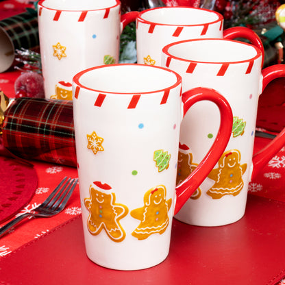 Set Of 4 Large Gingerbread Latte Mugs