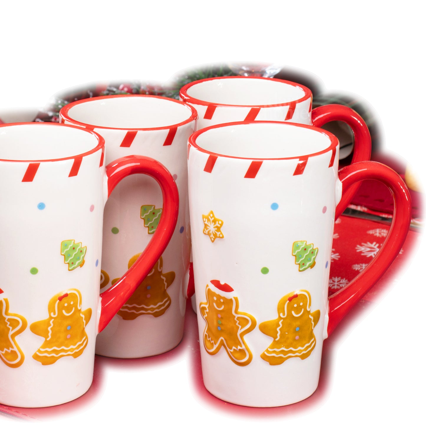 Set Of 4 Large Gingerbread Latte Mugs