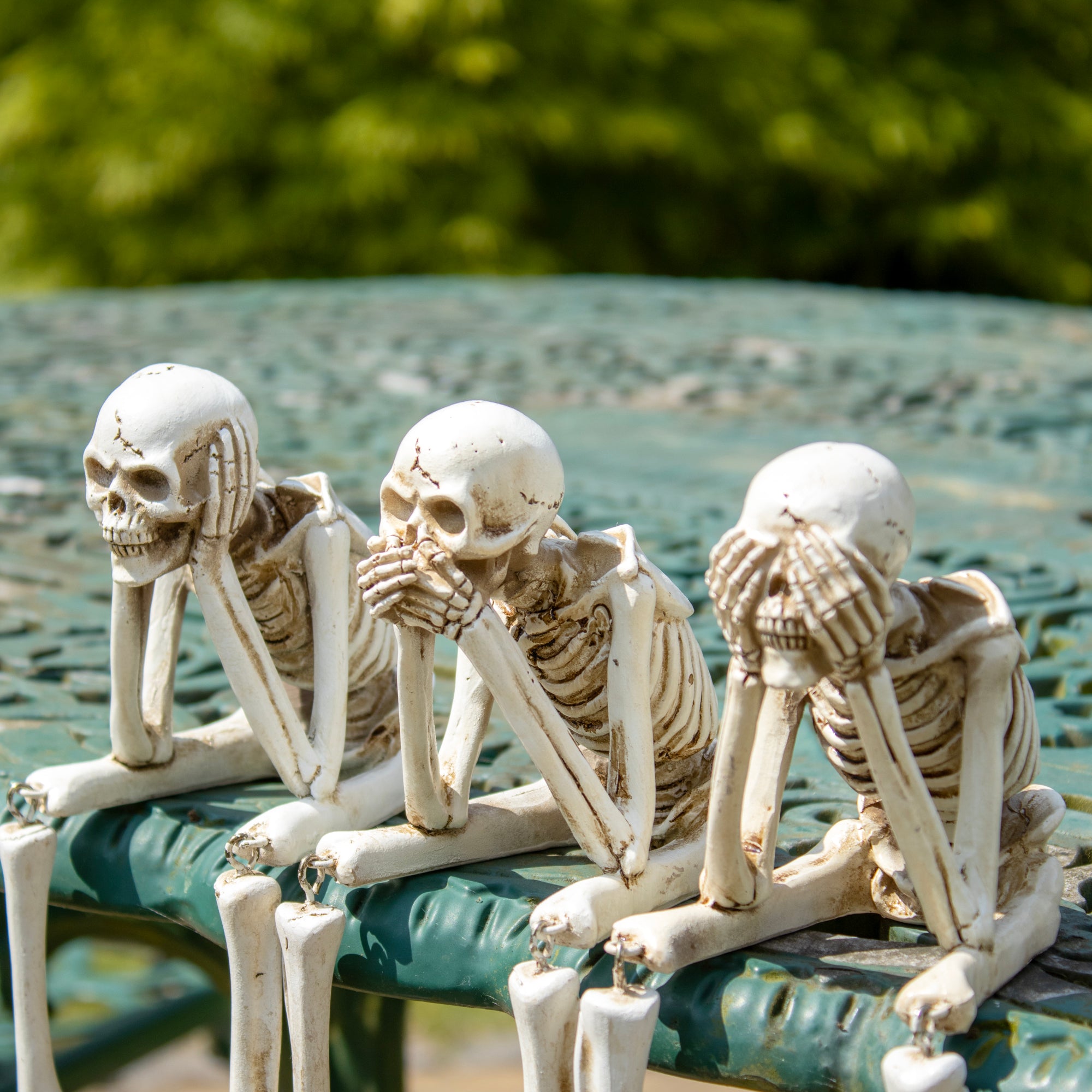 Set Of 3 Three Wise Skeleton Ornaments