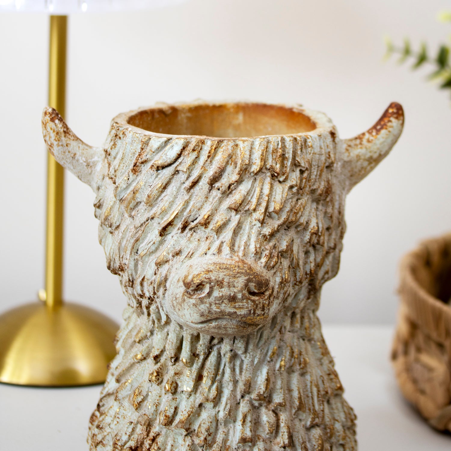 Rustic Highland Cow Head Planter