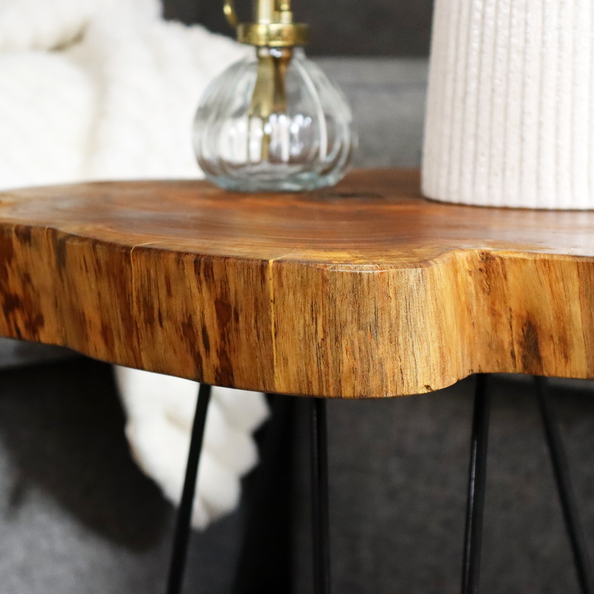 Teak Root Table With Black Metal Legs