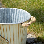 Set Of 3 Antique Cream Ribbed Zinc Planters