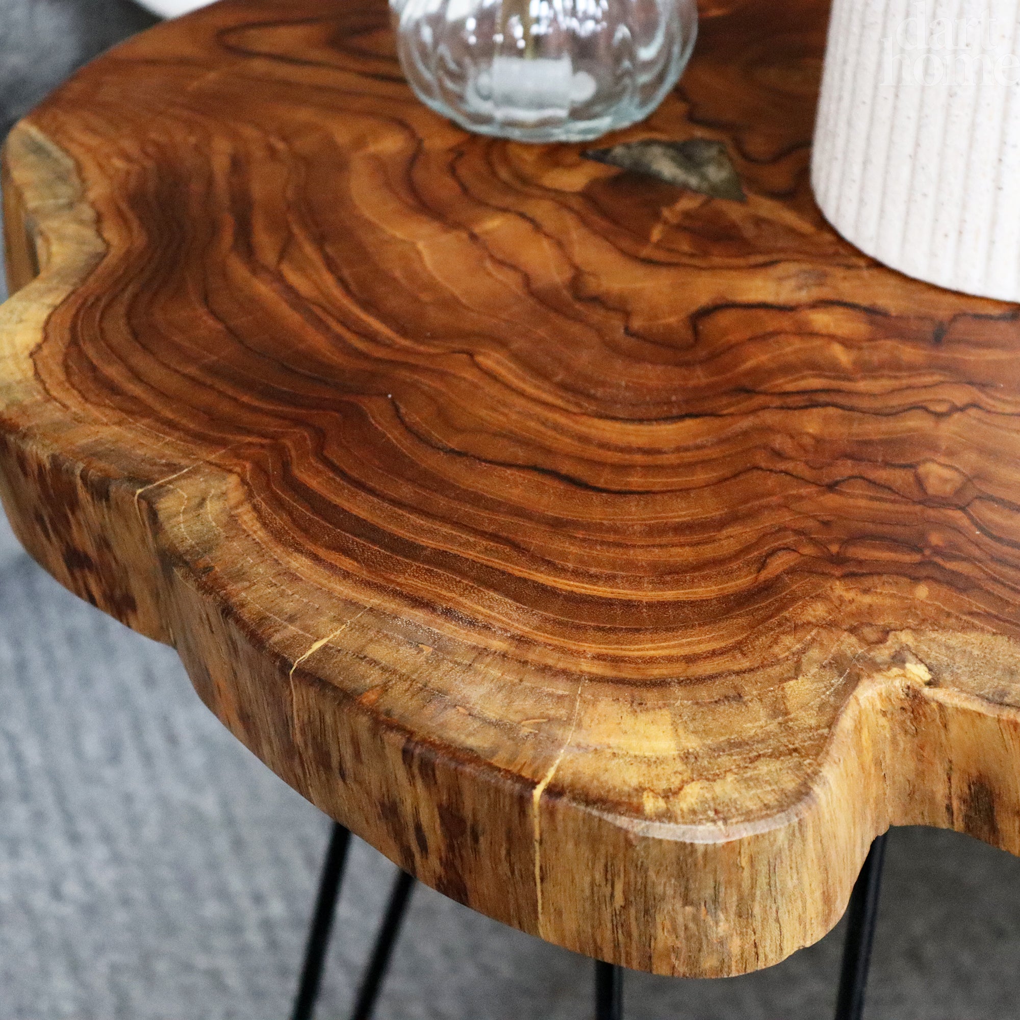 Teak Root Table With Black Metal Legs
