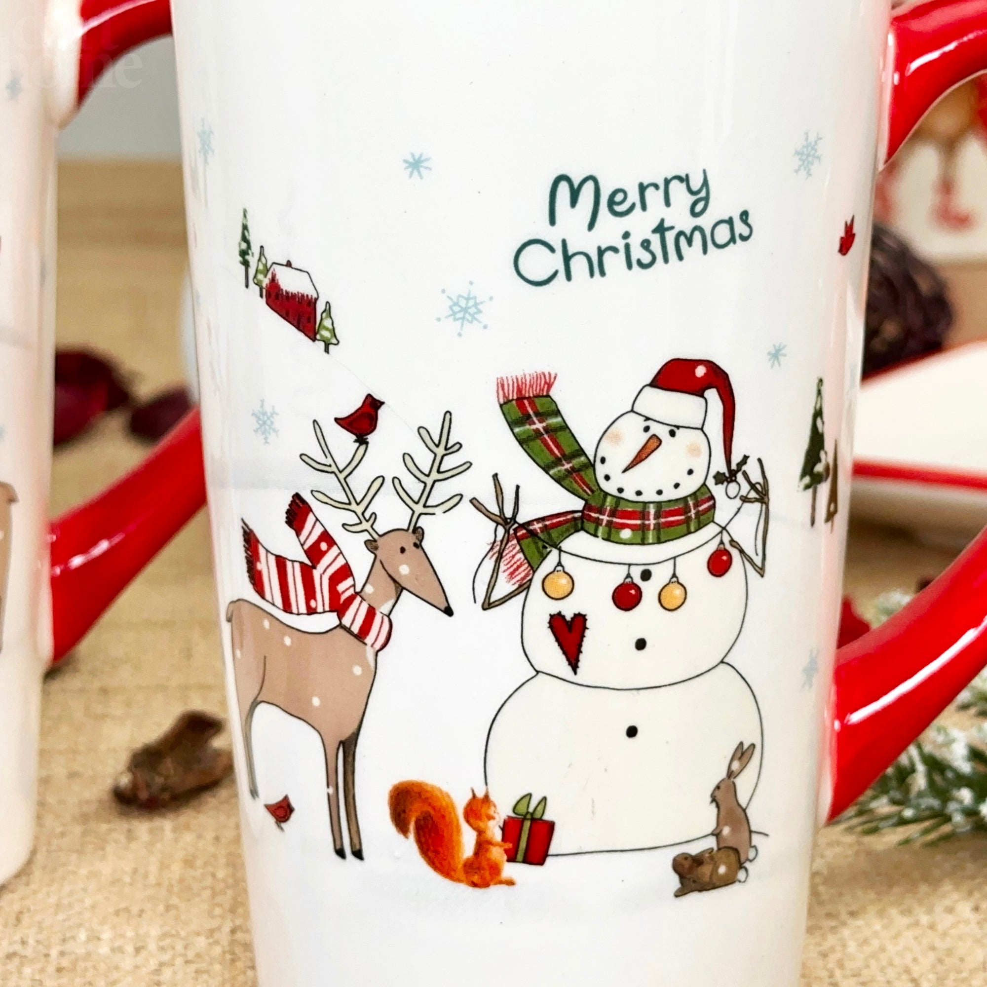 Set Of 2 Large Christmas Scene Latte Mugs