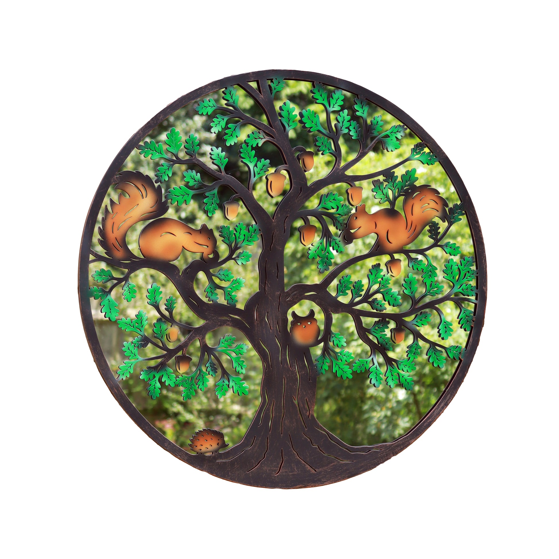 Squirrels In Acorn Tree Mirrored Wall Art