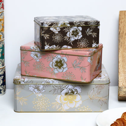 Floral Shimmer Nesting Cake Tins Set Of 3