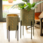 Set Of 2 Art Deco Metal Plant Stands