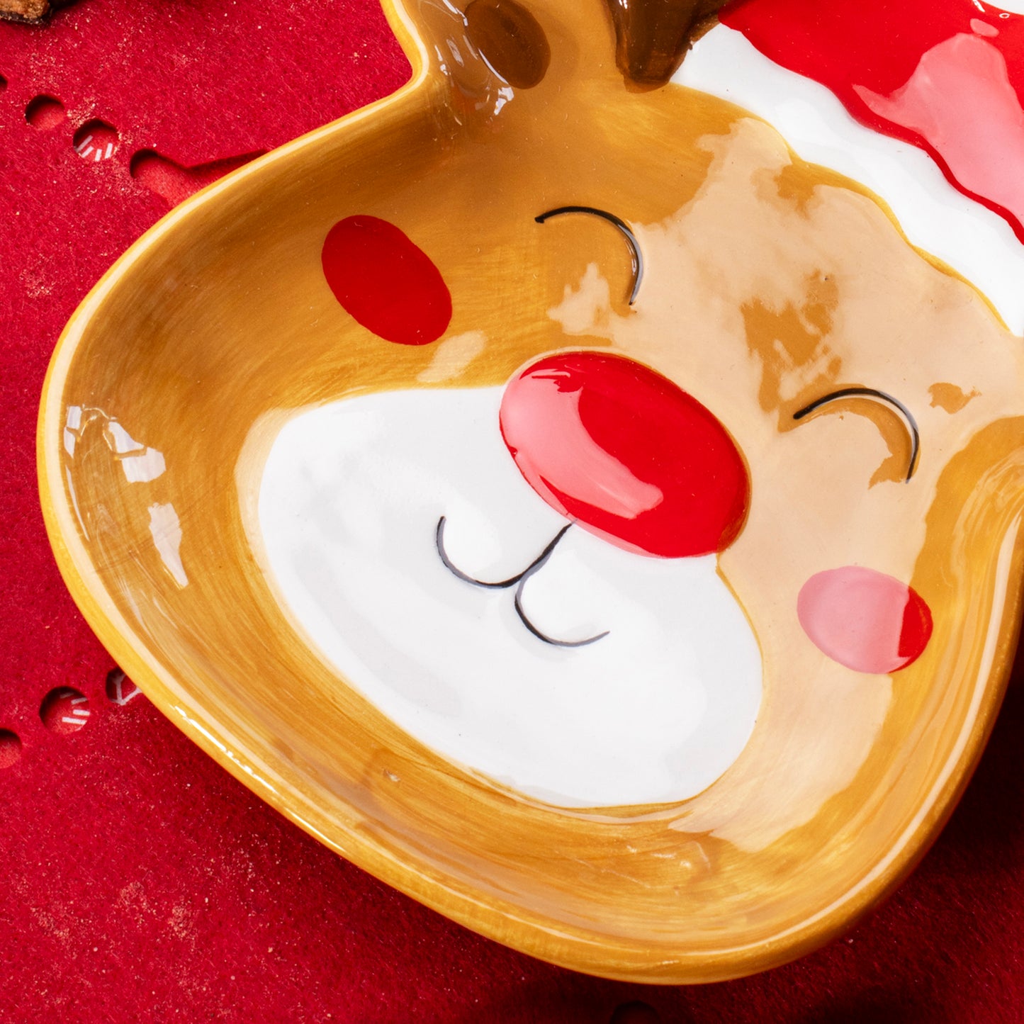 Brown Reindeer Christmas Serving Plate