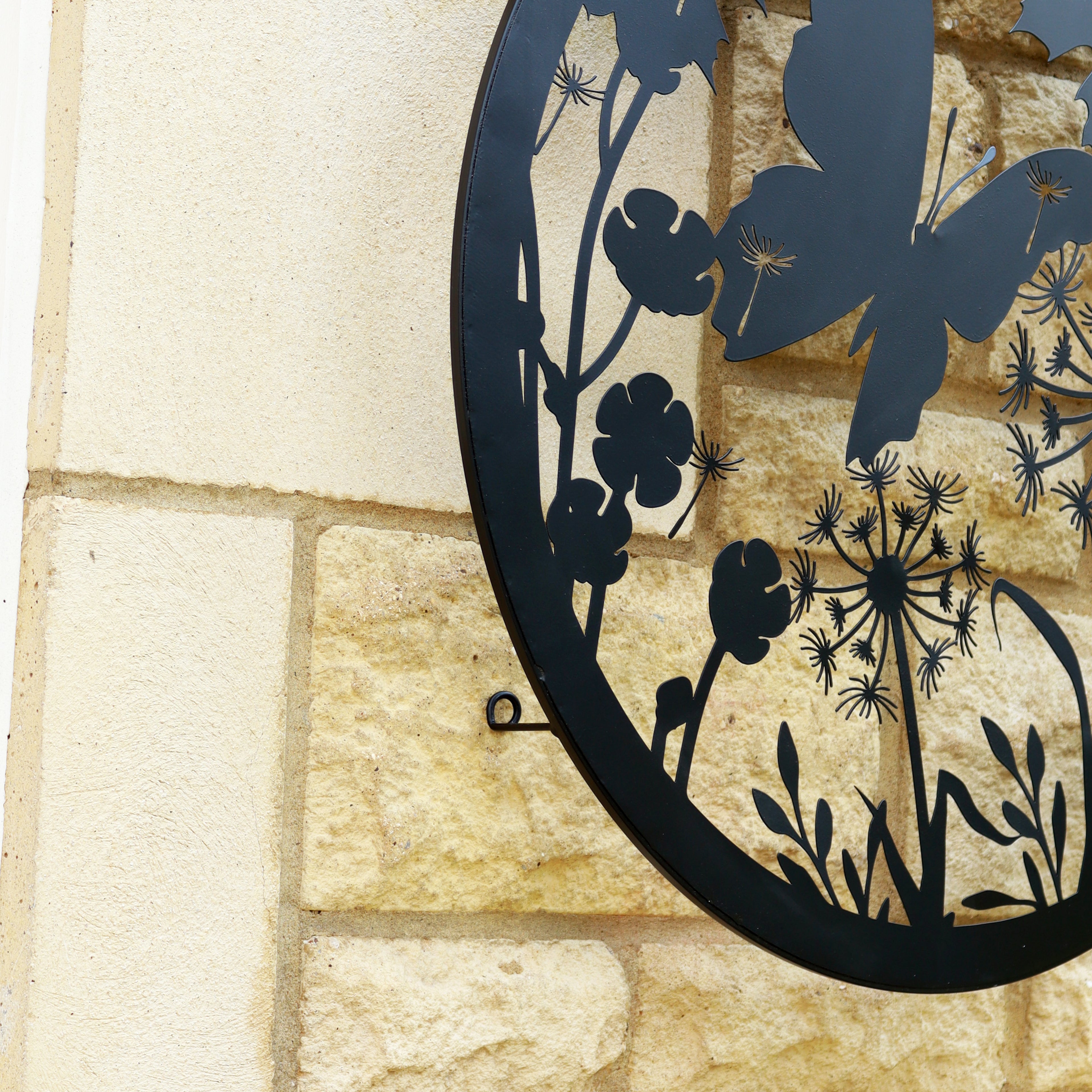 Flower Butterfly Silhouette Backlit Garden Wall Art
