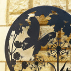 Flower Butterfly Silhouette Backlit Garden Wall Art