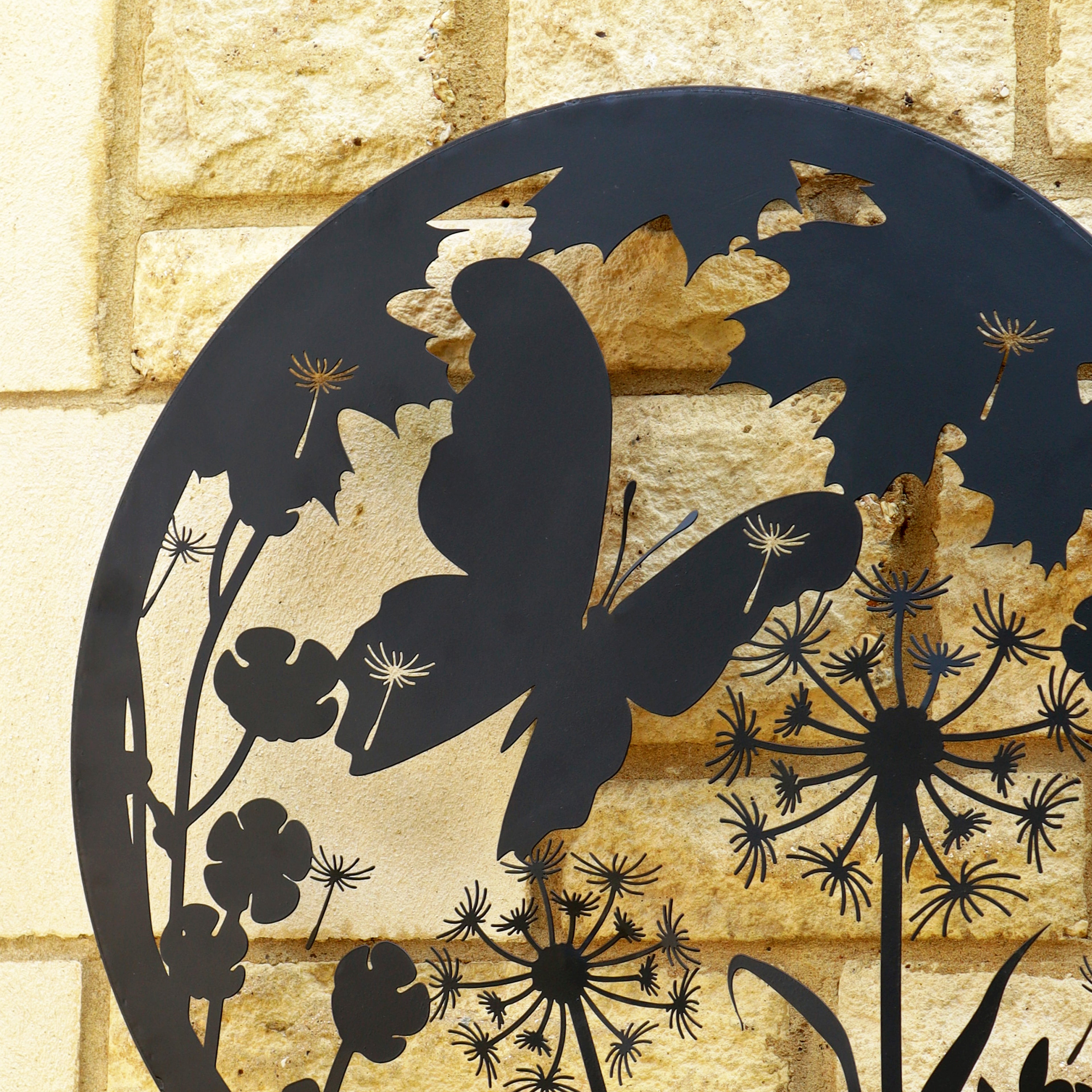 Flower Butterfly Silhouette Backlit Garden Wall Art