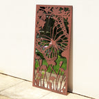 Rusted Metal Flower Butterfly Portrait Garden Mirror