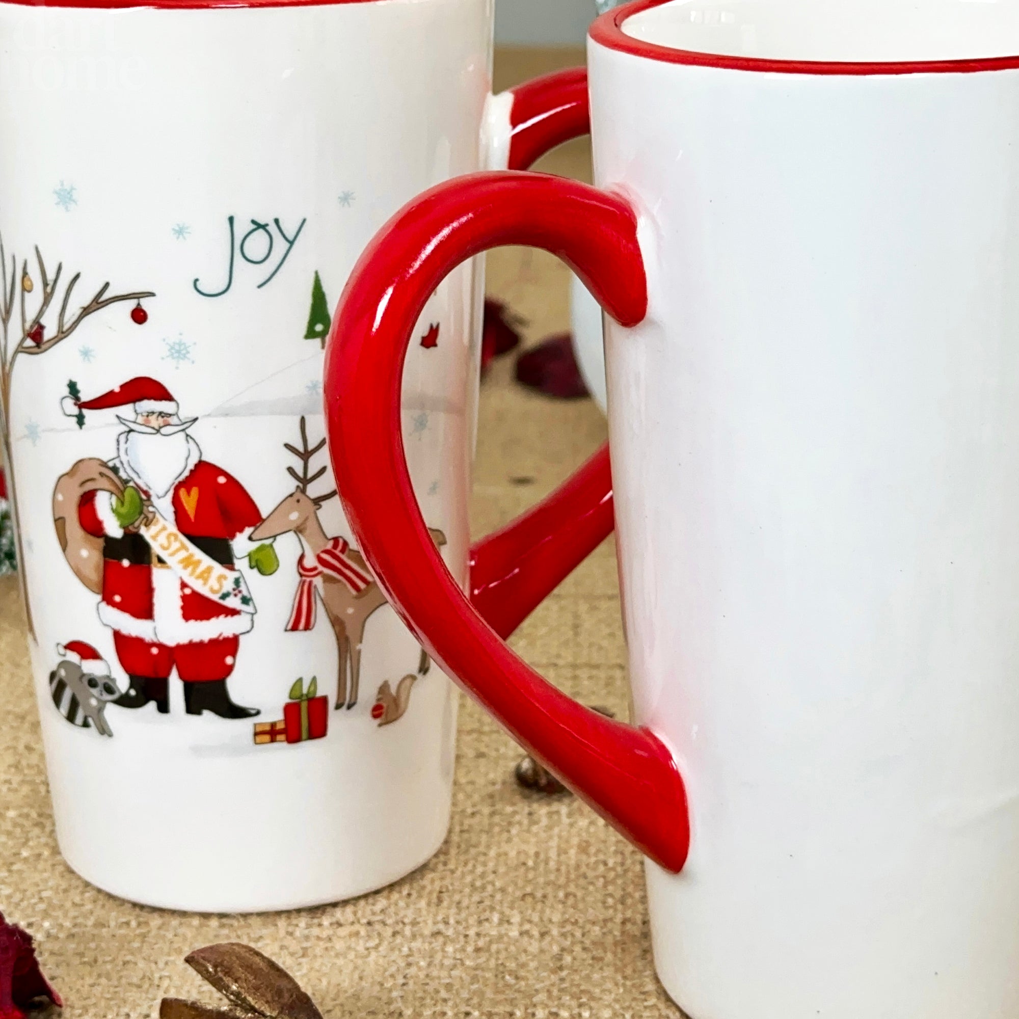 Set Of 2 Large Christmas Scene Latte Mugs