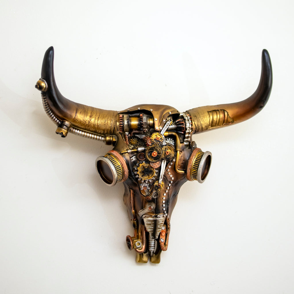 Steampunk Bull Skull Wall Sculpture