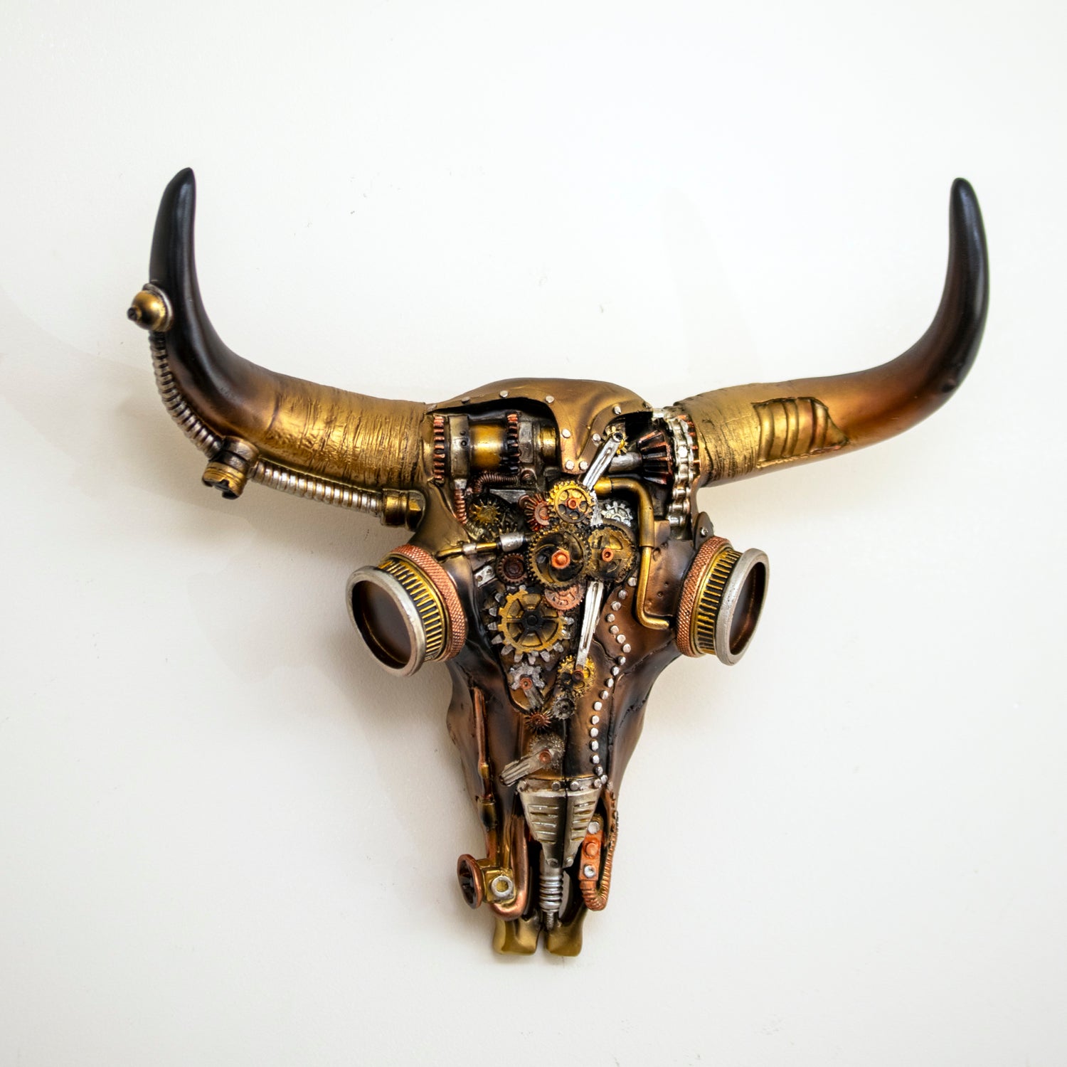 Steampunk Bull Skull Wall Sculpture
